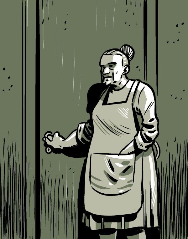  the grandmother leaves the room and closes the door