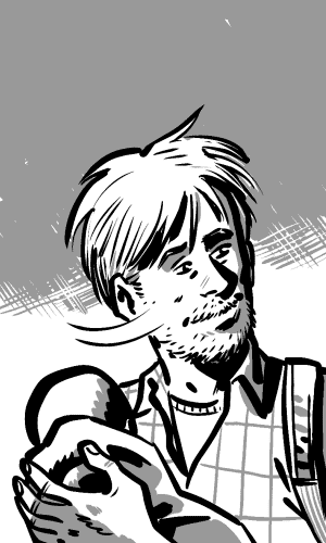  The protagonist turns to see his wife and daughter