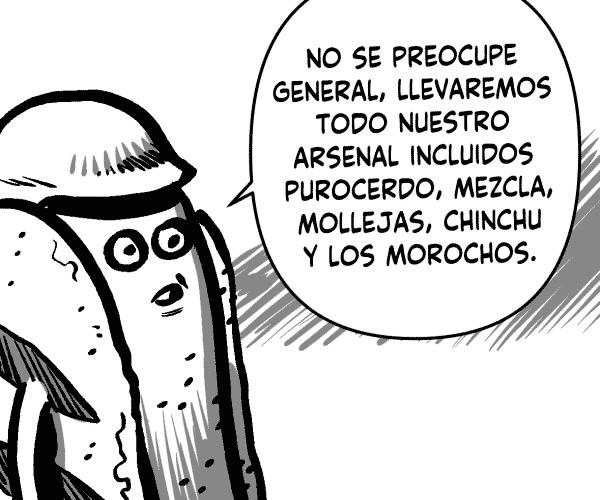 Bajando del barco en estampida bajan bastones de pescado y papas fritas con banderas inglesas. Soldados: AHHHHHH!!!!